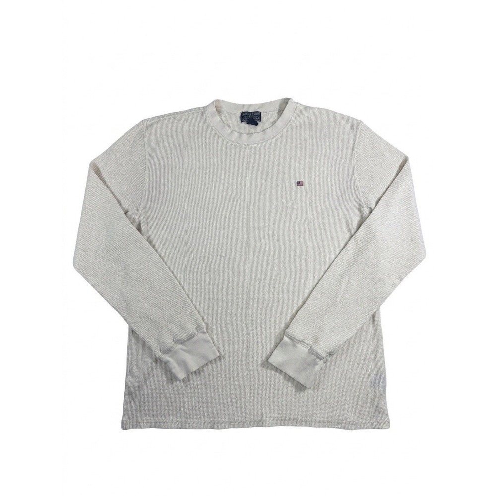 Polo Jeans Co Ralph Lauren Cream Waffle Knit Thermal Long Sleeve Shirt Size XL